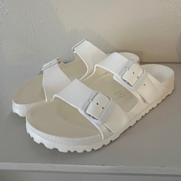 Birkenstock Arizona White Plastic Slides, Size 38 - Picture 3 of 5
